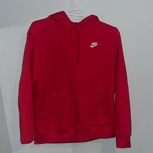 Large. Red Nike hoodie.